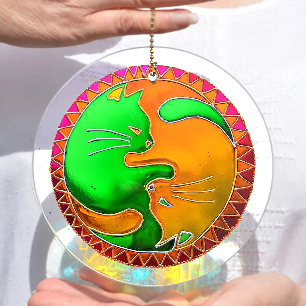 Yin Yang Cats Green & Gold