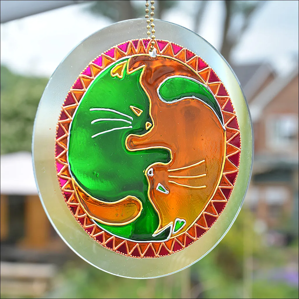 Yin Yang Cats Green & Gold